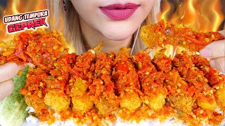 ASMR 🍤💥UDANG TEMPURA GEPREK SAMBAL MERCON🌶 SHRIMP TEMPURA IN SPICY CHILI SAUCE🔥 [upl. by Gnas]