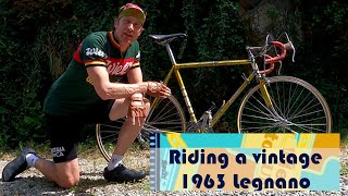 Vintage Legnano race bike  riding [upl. by Annaerb139]