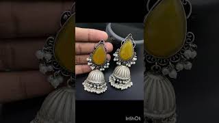 Oxidized stone jhumka [upl. by Irme]