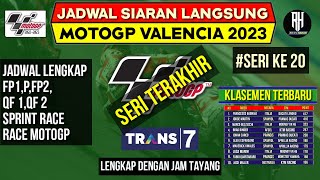 Jadwal Motogp Valencia 2023GP Valencia 2023 Seri 20Klasemen Motogp 2023 TerbaruJadwal Motogp 2023 [upl. by Adnohsak92]