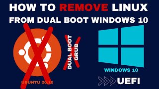 How to Remove Ubuntu from Dualboot windows 10  UEFI  Step By Step 2021 [upl. by Rehportsirhc7]