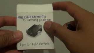 MHL Cable Adapter Tip to Convert 5Pin to 11Pin on Samsung Galaxy S2 to Galaxy S3S4 HDMI HDTV [upl. by Yeargain]