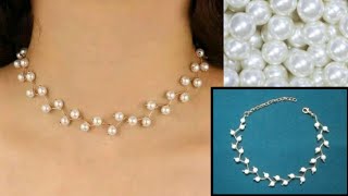 pearl jewellery recreation  how to make pearl necklace [upl. by Porte]