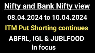 Nifty and Bank Nifty view 08042024 to 10042024  ABFRL  IGL [upl. by Neyuq]