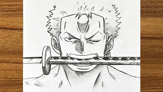 How to draw anime character for beginners  How to draw Zoro Roronoa  ONE PIECE [upl. by Nirak]