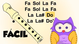 🎶 La Lechuza Hace Shh 🎵 Tutorial con animación para flauta dulce canción fácil [upl. by Ahsuas]