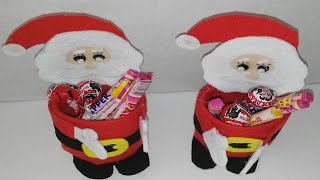 como hacer dulcero de papa noel con botellas de plastico adornos navideños tutorial manualidades DIY [upl. by Assital247]