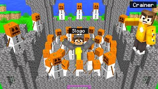 Pranking SLOGO With 1000 SNOWMEN In Minecraft Cherry Island [upl. by Rudolfo]