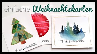 3 einfache Weihnachtskarten mit Aquarell malen ✨🎄  malen mit Aquarell  DIY Weihnachtskarten [upl. by Aelam]