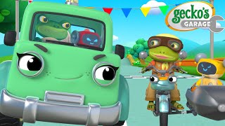 Grandma vs Gecko Race  Geckos Garage  Trucks For Children  Cartoons For Kids [upl. by Ainerol]