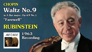 ショパン Chopin ワルツ 第9番 Waltz No 9「告別」Farewell Op 69 No 1ルービンシュタイン Rubinstein 1963レコード高音質 [upl. by Adroj]