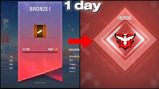 BRONZE TO HEROIC FREE FIRE 😁 LEVEL  1 ID  1 DAY BR RANK PUSH 😬 FREE FIRE [upl. by Japha]