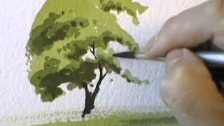 A Simple Tree  Watercolour Demonstration by PETER WOOLLEY [upl. by Dnomyad]