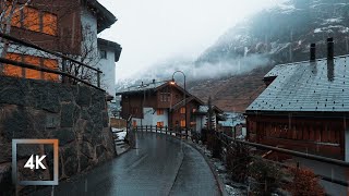 Walking in the Rain Zermatt Switzerland and Mattervispa Rain and City Sounds [upl. by Leemaj]