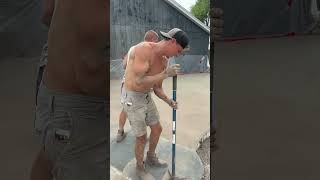 Pouring a huge curved concrete patio with a slate stamp pattern [upl. by Frankie]