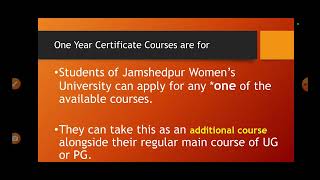 One Year Certificate Courses in JWU Jamshedpur [upl. by Netsirhk]