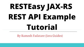 RESTEasy JAXRS REST API Example Tutorial [upl. by Tildi]