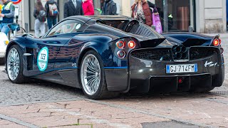 1 of 2 Pagani Huayra Roadster HP start up sound and driving in Milan [upl. by Nunes599]