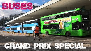 Buses at Milton Keynes for Silverstone Grand Prix special [upl. by Amocat]