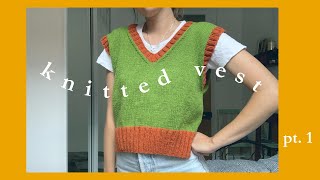 knit vest tutorial 🧡 pt 1 step by step [upl. by Nnyleak]