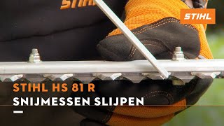 De snijmessen slijpen HS 81 R  STIHL Benzine heggenscharen [upl. by Dielu]