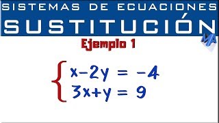 Sistemas de ecuaciones lineales 2x2  Método de Sustitución  Ejemplo 1 [upl. by Mixam]