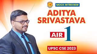 Aditya Srivastava AIR 1 IAS Topper  UPSC Result 2023  Mock Interview  Vajirao amp Reddy Institute [upl. by Siurad]