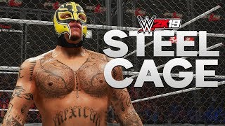 WWE 2K19  TRIPLE THREAT STEEL CAGE  Rey Mysterio vs Jeff Hardy vs Pete Dunne [upl. by Cressler]