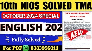 Nios Class 10 English TMA Solved 202324  Nios English 202 Assignment Answer Nios English TMA 2024 [upl. by Darryl770]