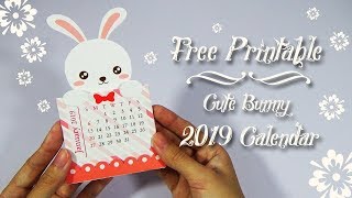 DIY 2019 Cute Calendar Tutorial  Free Printable [upl. by Orelia]