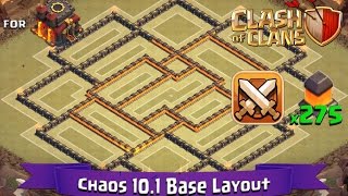 Clash Of Clans TH10  BEST Clan War Base Layout 275 Walls  Chaos 101 [upl. by Yblok912]