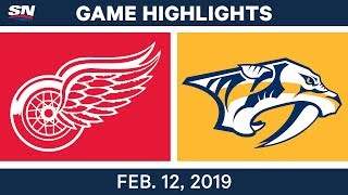 NHL Highlights  Red Wings vs Predators  Feb 12 2019 [upl. by Alegnasor]