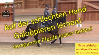 F158 Angaloppieren auf der steifen  schlechten Seite Verspannte Pferde locker reiten Galopp [upl. by Irej112]