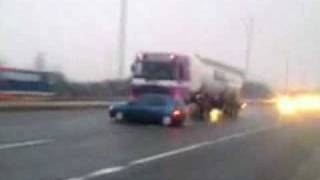 Lorry pushes car down motorway at 60mph [upl. by Drida]