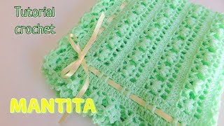 Como tejer un ajuar Mantita o cobija para bebe a crochet ganchillo [upl. by Ecirtra]