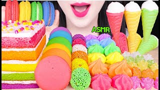 ASMR RAINBOW FOODS BIG KONPEITO GUMMY ICE CREAM MARSHMALLOW 무지개 케이크 젤리 머랭쿠키 먹방 EATING SOUNDS [upl. by Gilba]