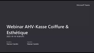 Coiffure Suisse Webinar AHV Kasse Coiffure amp Esthétique [upl. by Attwood819]