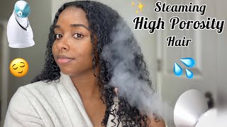 Does STEAMING add moisture to High Porosity natural hair  my first time  pro amp cons [upl. by Materse360]