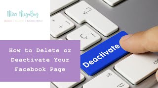 How to Delete or Deactivate Your Facebook Page [upl. by Jochebed]