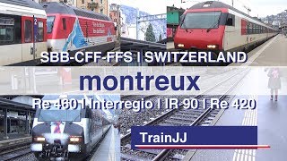 Gare de Montreux Switzerland  Re460  IR90  SBBCFFFFS  Werbeloks COOP  SBB [upl. by Yemarej]