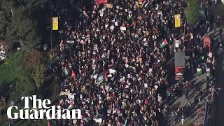 Aerial footage shows scale of IsraelGaza ceasefire march [upl. by Denzil223]