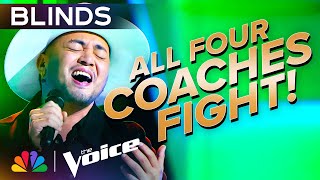 Sofronio Vasquezs Dazzling Voice Gets an INSTANT FourChair Turn  The Voice Blind Auditions  NBC [upl. by Elyk]