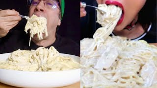 CREAMIEST PASTA MUKBANG  PASTA ASMR  ASMR MUKBANG [upl. by Ignaz931]