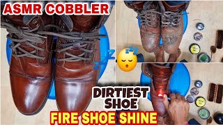 Asmr cobblerIndian Cobbler Good Shoe shine ✨️with FIRE 🔥 you sleep Well With This Good Asmr Sound 😴 [upl. by Anwahsar]