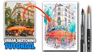 URBAN SKETCHING Tutorial  Simple Step By Step For Beginners [upl. by Eizzil]