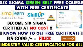 SIX SIGMA GREEN BELT Free Course with Free Certificate  Six Sigma Free Certification [upl. by Raseac]