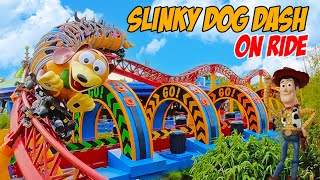 Slinky Dog Dash Coaster in Toy Story Land at Hollywood Studios Walt Disney World Jan 2024 4K [upl. by Nadler542]