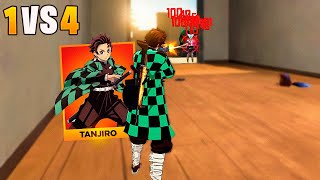 O PODER DO PROTAGONISTA TANJIRO SOLO VS SQUAD FREE FIRE MOBILE [upl. by Lewanna]