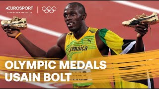 JEUX OLYMPIQUES  Les sacres dUsain Bolt à Pékin 2008 Londres 2012 et Rio 2016 [upl. by Ybbor810]