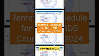 Tentative Schedule for NEET MDS Counselling 2024 neet omfs viral [upl. by Eciram932]